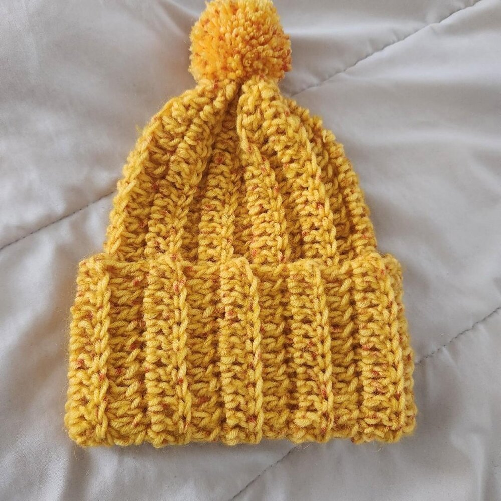 Sunny daze crochet chunky yellow beanie